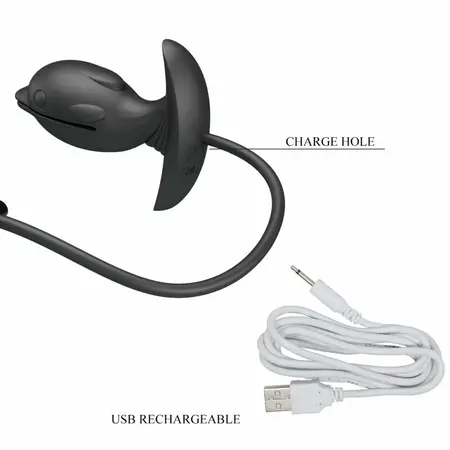 Pretty Love Inflatable Rechargeable Silicone Plug Black 10 Modes