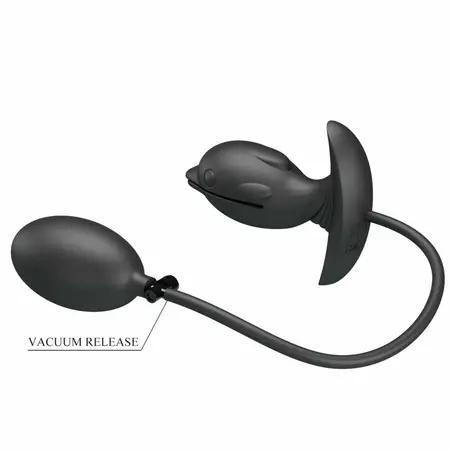 Pretty Love Inflatable Rechargeable Silicone Plug Black 10 Modes