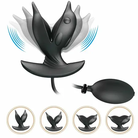Pretty Love Inflatable Rechargeable Silicone Plug Black 10 Modes
