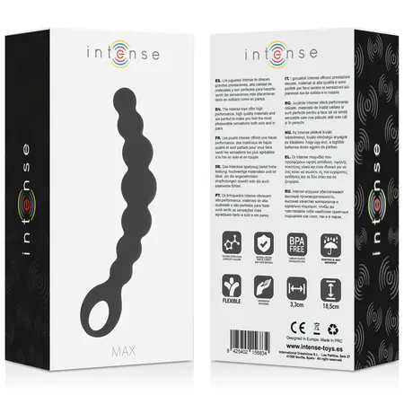Intense Anal Beads Max Crni - Fleksibilni Silikonski Sistem Kuglica 18.5cm