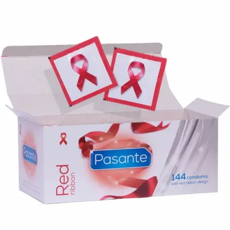 Pasante Red Ribbon 144-Pack – Prirodno prijanjanje, veganski, CE sertifikovani kondomi