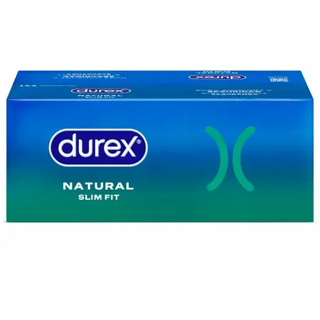 Durex Natural Slim Fit 52 mm kondomi 144-Pack – Lateks, podmazani