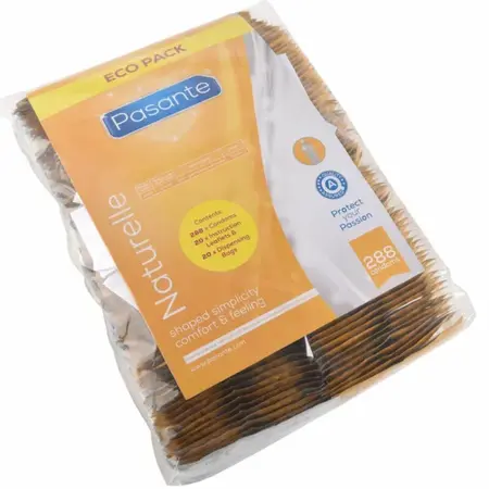 Pasante Naturelle ECO Pack 288 Transparentnih Kondoma Glatka Površina 54mm
