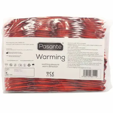 Pasante Calor Grejni Efekat Lateks Kondomi 52mm 144-Pakovanje Transparentni Rebrasti