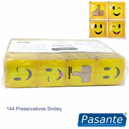 Pasante Smiley 54mm Lateks Kondomi 144-Pakovanje - Zabavni Višestruki Dizajni