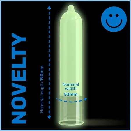 Pasante Glow in the Dark Kondomi 3 komada – Svetleći, 53mm, Veganski