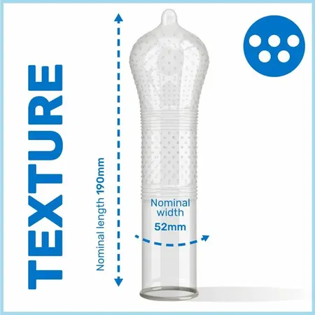 Pasante Ribs & Dots Intensity 12 komada – Teksturirani lateks kondomi, 52mm