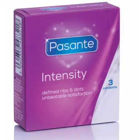 Pasante Ribs & Dots Intensity 3 komada – Teksturirani lateks kondomi 52mm