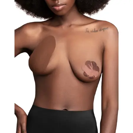 Bye Bra Breast Enhancer Lifting Pads D/F Brown - 3 Pairs Cotton Satin
