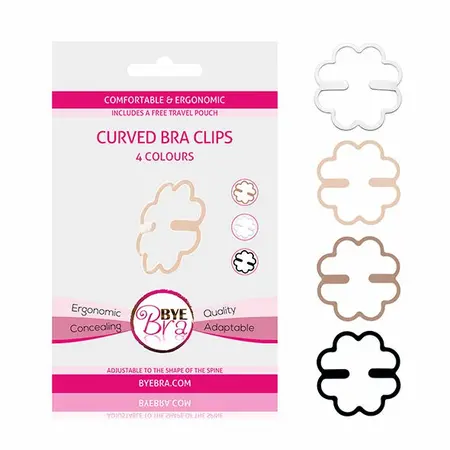 Bye Bra Ergonomic Foldable Bra Clips Set of 4 with Travel Bag