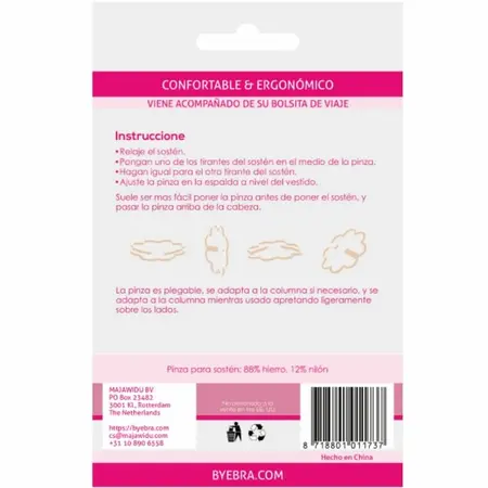 Bye Bra Ergonomic Foldable Bra Clips Set of 4 with Travel Bag