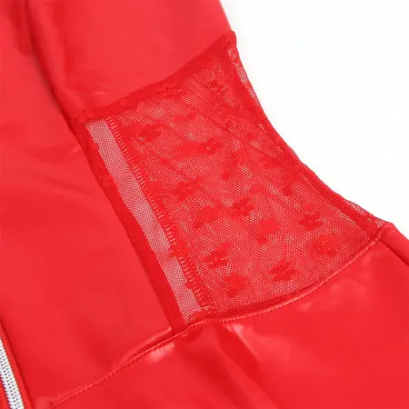 SUBBLIME 957728 Red Lace & Faux Leather Dress with Zipper S/M