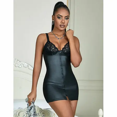 SUBBLIME 957575 Black PU Leather Zip Dress L/XL - Elegantan moderan stil