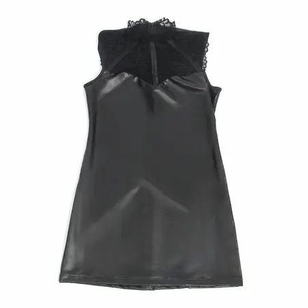 SUBBLIME 957551 Black Lace & PU Leather Dress L/XL - Elegantan kontrastni dizajn