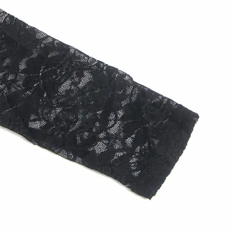 SUBBLIME 955595 Elegantna crna PU duga rukava čipkasta haljina S/M