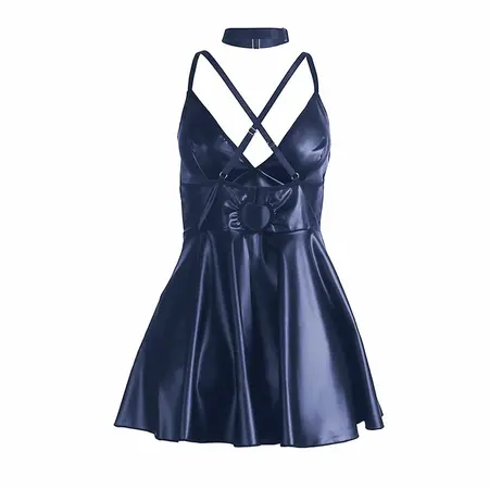 SUBBLIME 955427 Blue L/XL Nightdress with Adjustable PU Leather Straps