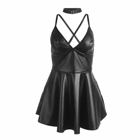 SUBBLIME haljina 955373 Black PU Leather Straps S/M Moderni kroj