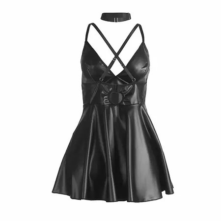 SUBBLIME haljina 955373 Black PU Leather Straps S/M Moderni kroj