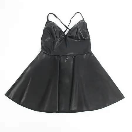 SUBBLIME haljina 955373 Black PU Leather Straps S/M Moderni kroj