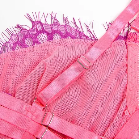 SUBBLIME 955366 Lingerie bra set roze i ljubičasta čipka L/XL podesive naramenice