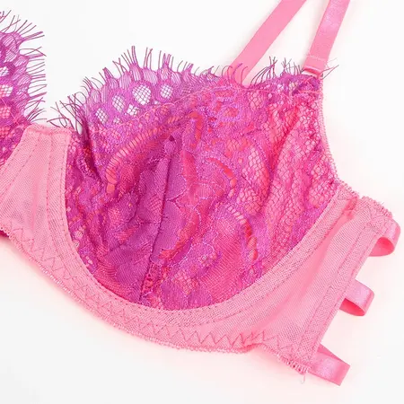 SUBBLIME 955366 Lingerie bra set roze i ljubičasta čipka L/XL podesive naramenice