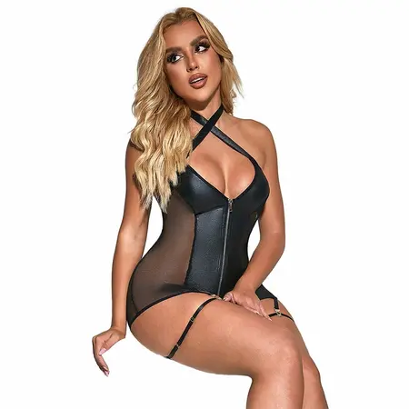 Subblime 954444 Mrežasta Haljina Crna Veštačka Koža S/M - Elegantan Dizajn Veša