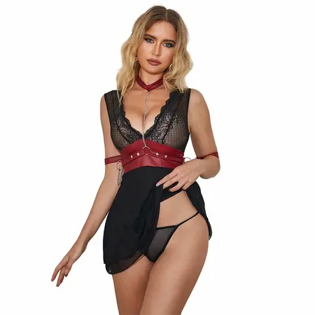 Subblime 954437 Crna Čipkana Bondage-Inspirisana Haljina L/XL