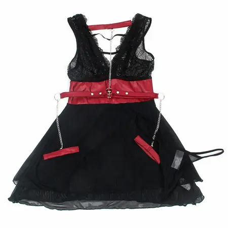 Subblime 954437 Crna Čipkana Bondage-Inspirisana Haljina L/XL