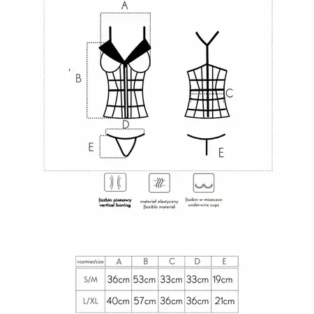 LivCo Corsetti Laura LC 20215 Korzet Set Crna/Bež L/XL