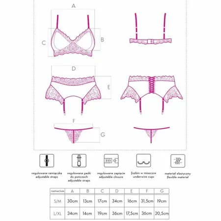 Livco Corsetti Fashion Nahir LC 20214 Burgundski saten i čipka set donjeg veša L/XL