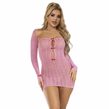 Subblime 952471 Roze mrežasta mini haljina One Size bešavni dizajn