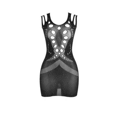 Subblime 952198 Mesh Dress with Rhinestone Accents Black One Size