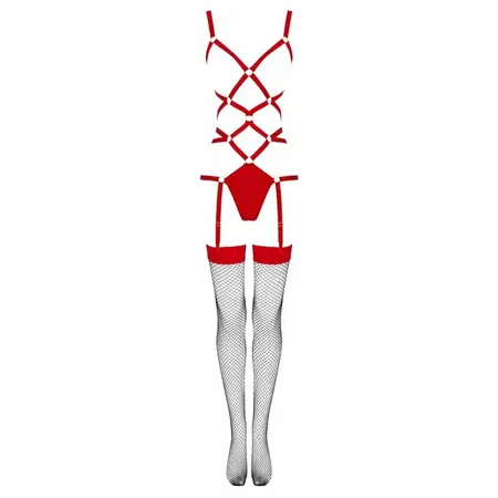 Livco Corsetti Thiara LC 20213 Crvena L/XL - Elegantan Set Bodiklona i Čarapa