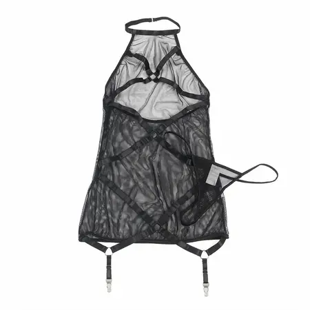 Subblime Transparentna Halter Mini Haljina Crna L/XL - Elegantan Mrežasti Dizajn