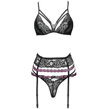 Livco Corsetti Snehana LC 90443 Set Veša Crni - Grudnjak, Podvezica i Gaćice