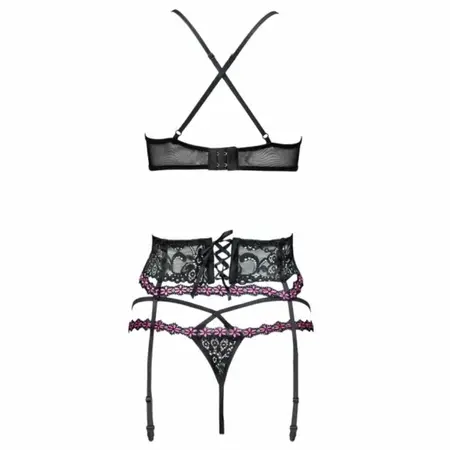 Livco Corsetti Snehana LC 90443 Set Veša Crni - Grudnjak, Podvezica i Gaćice