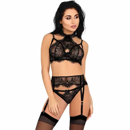 Livco Corsetti Majalesa LC 90526 Crni Čipkani Set Veša L/XL