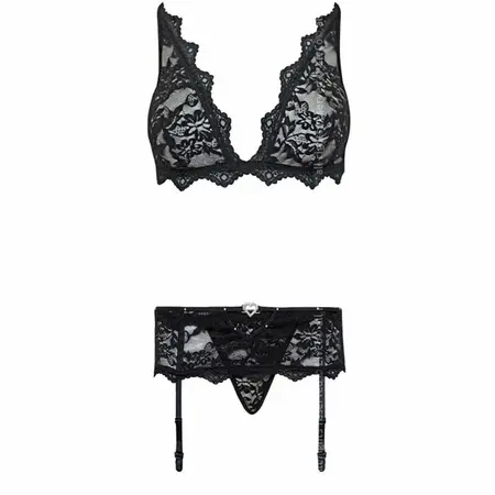 LivCo Corsetti Fashion Belita LC 90231 Elegant Black Lace Lingerie Set S/M