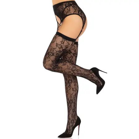 Leg Avenue Lace Thigh-High Stockings & Garter Belt Crni One Size