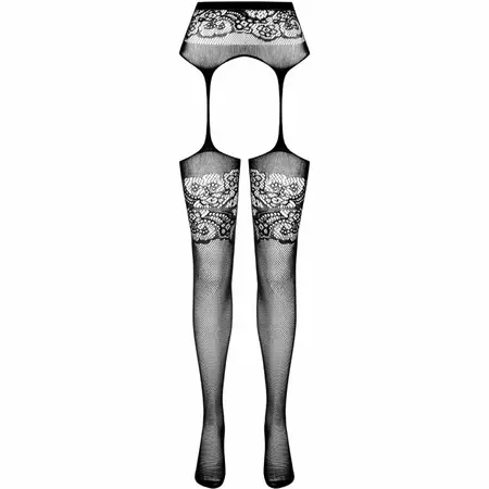 PASSION S029 Crne Garter-Style Čarape One Size