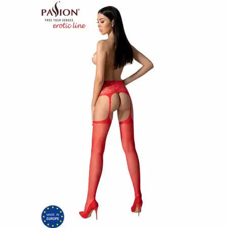 Passion S028 Crvene Elegantne Čarape sa Garterom, One Size, Izdržljiv Materijal