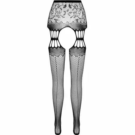 PASSION S027 Crne Dekorativne Garter-Stil Hulahopke One Size