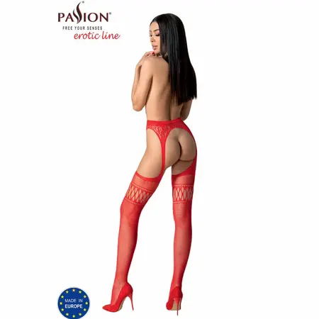 Passion S026 Crvene Čarape sa Garterom - One Size, Elegantan Dizajn