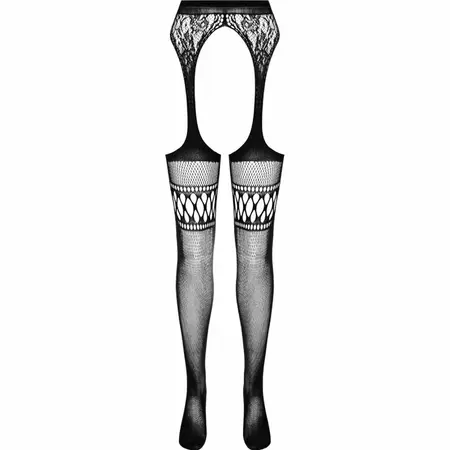 PASSION S026 Crne Elegantne One Size Hulahopke sa Imitacijom Garter Dizajna