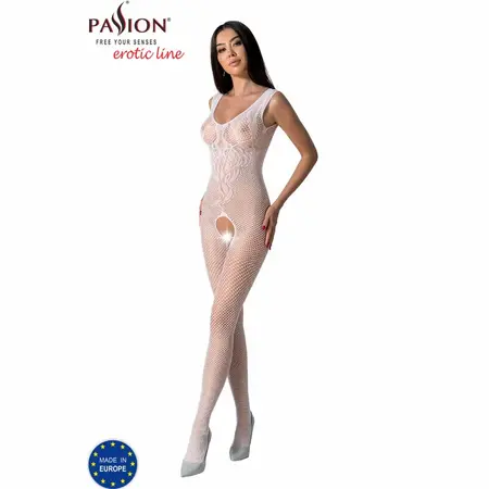 PASSION BS098 Beli Mesh Bodystocking One Size - Elegantan Čipkasti Dizajn
