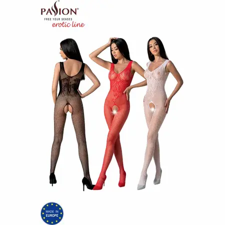 PASSION BS098 Beli Mesh Bodystocking One Size - Elegantan Čipkasti Dizajn