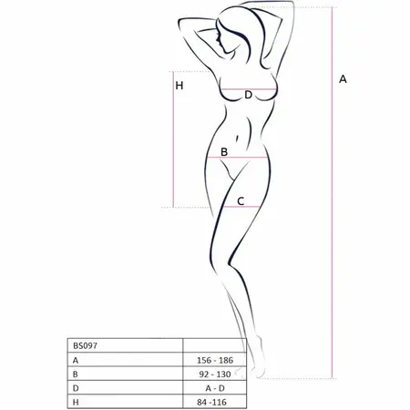 PASSION BS097 Beli Bodystocking One Size - Elegantan Mesh Dizajn