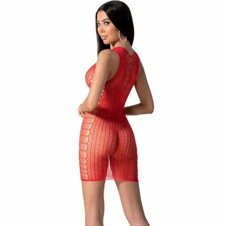 PASSION BS097 Crveni Bodystocking - One Size, Elastični Mesh Dizajn