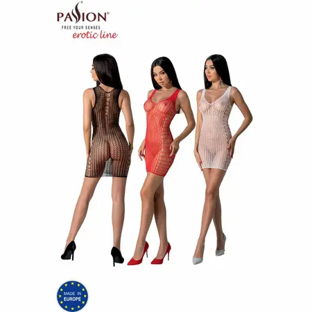 PASSION BS097 Crveni Bodystocking - One Size, Elastični Mesh Dizajn