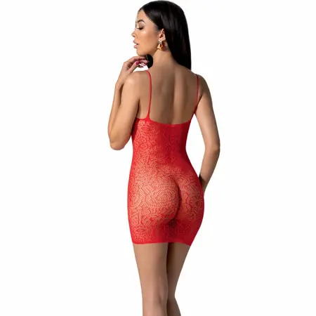 PASSION BS096 Crveni Bodystocking One Size - Mesh & Čipka Dizajn